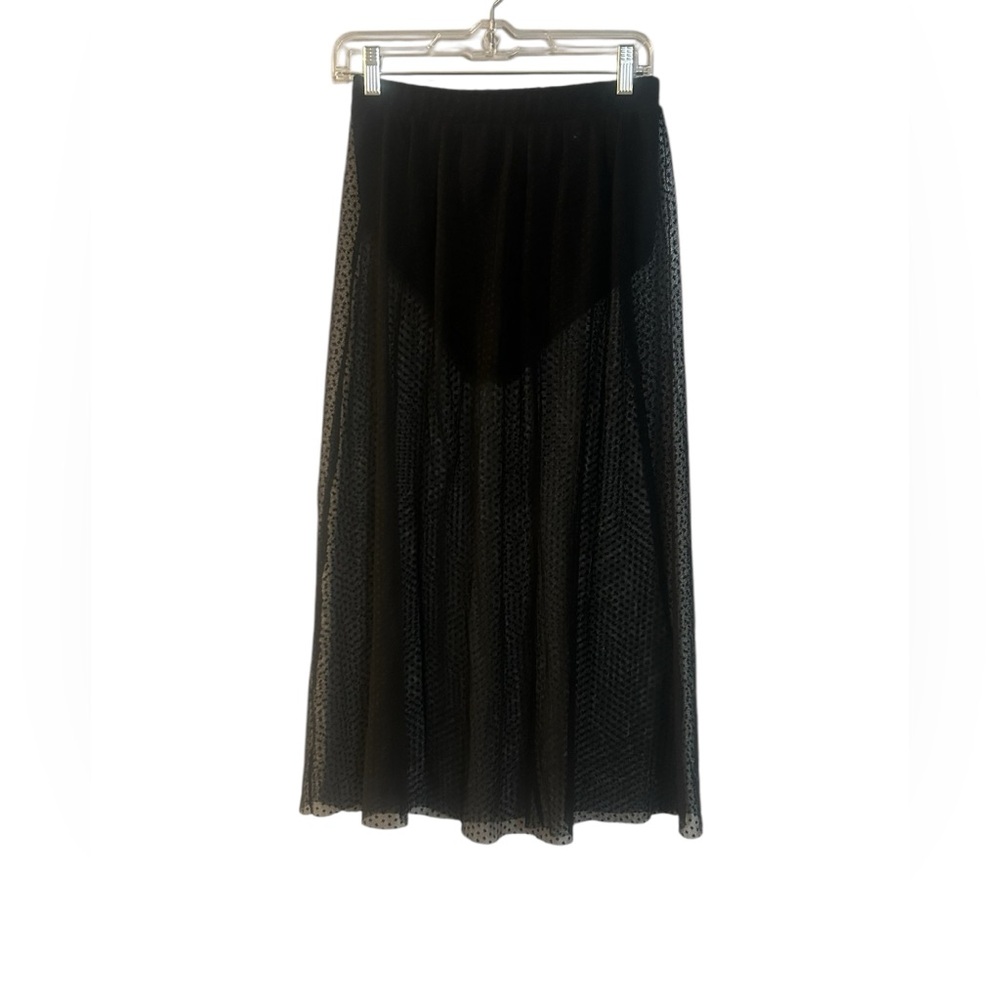 ASOS Miss Selfridge Sheer Swiss Dot Brief Maxi Skirt Black Size 6